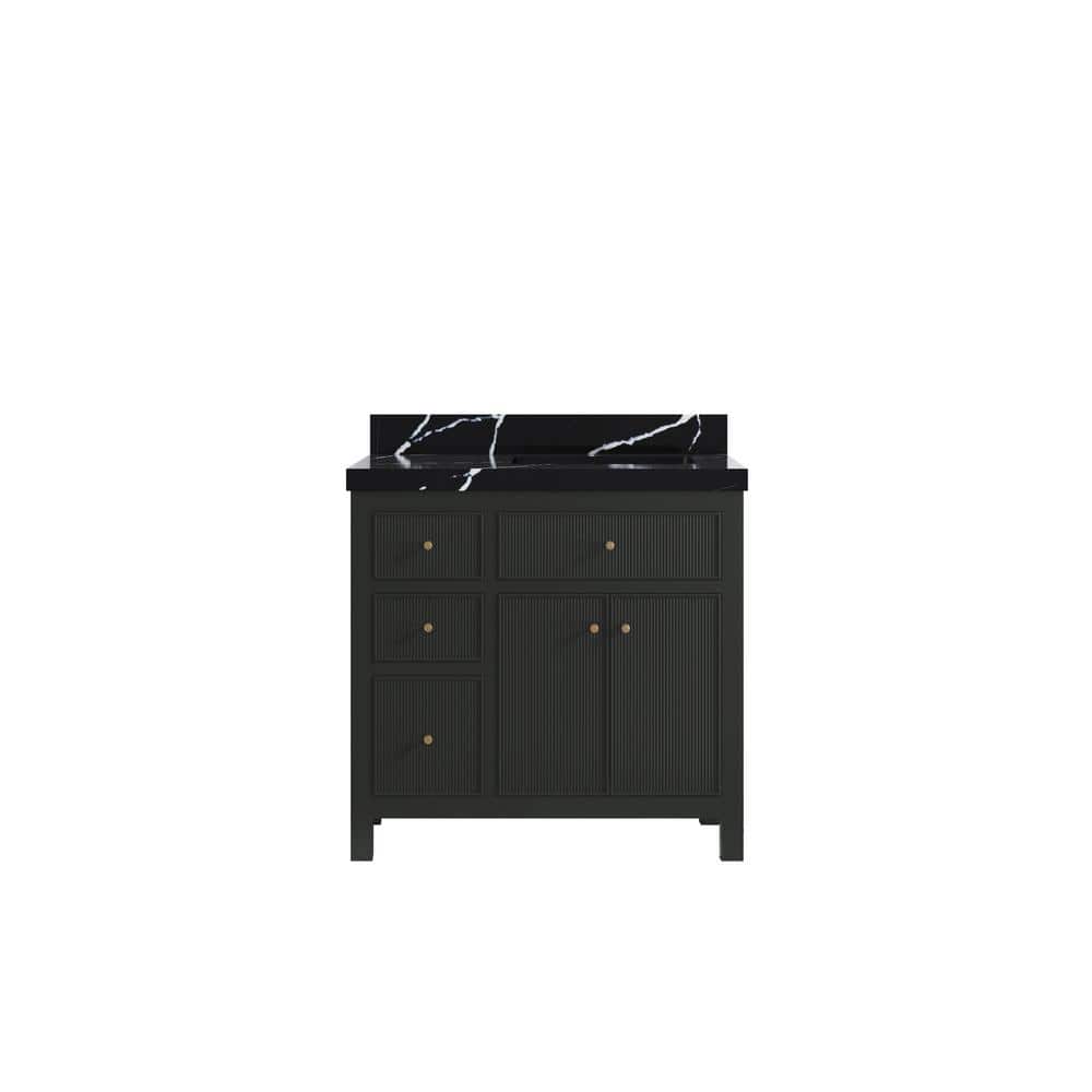 Willow Collections Sonoma 36 in. Right Sink Freestanding Black Top Bath ...