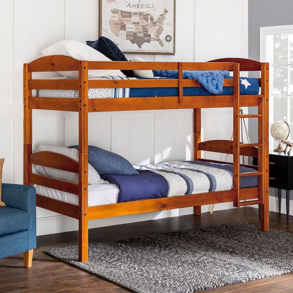 Cherry Traditional Solid Wood Twin Bunk Bed
