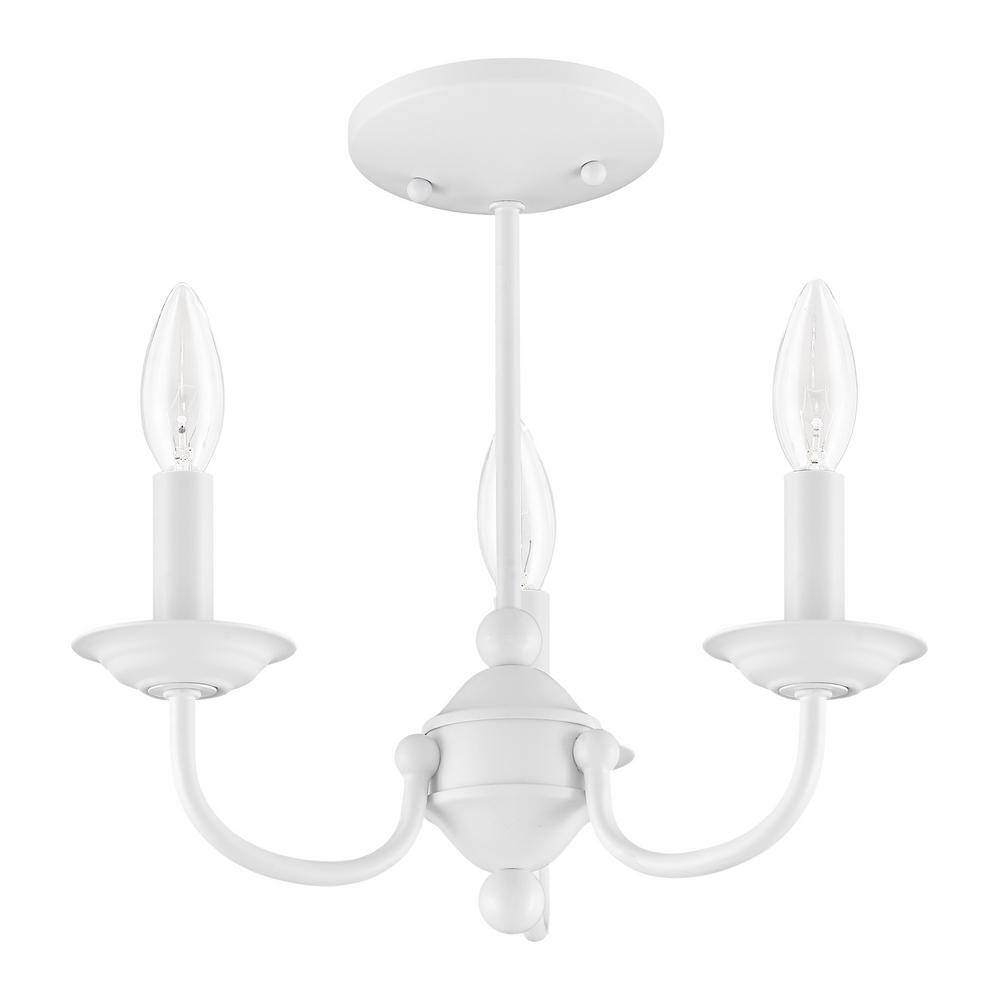 Elegant Mini 3-Light Candle Chandelier in Classic White