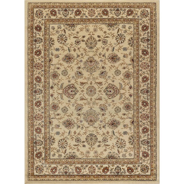 Elegance Floral Beige 8 ft. x 10 ft. Indoor Area Rug
