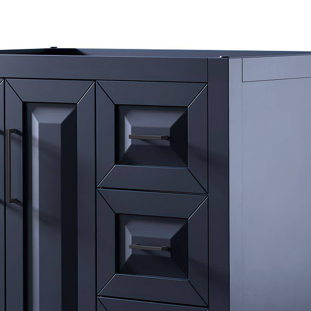Daria Dark Blue 35" Free Standing Vanity Cabinet with Matte Black Trim