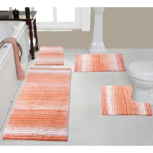 100% Cotton Gradiation Collection Machine Washable 4-Pcs Set with Runner, Coral