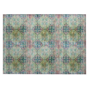 Chantille ACN557 Green 1 ft. 8 in. x 2 ft. 6 in. Machine Washable Indoor/Outdoor Geometric Area Rug