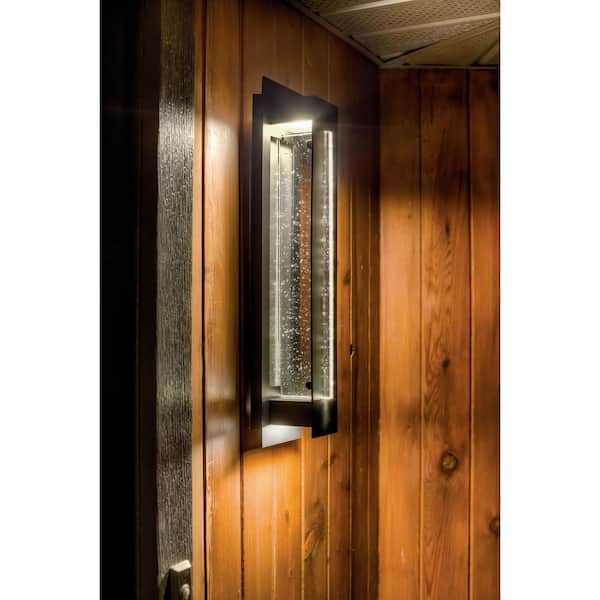 River Path 23 in. 1-Light Textured Black Outdoor Hardwired Wall Lantern Sconce with Integrated LED (1-Pack)