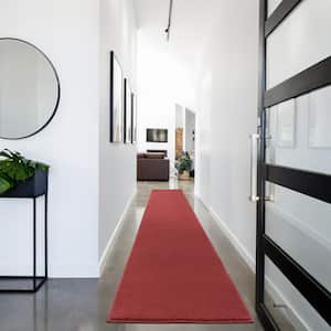 Essentials 2 ft. x 18 ft. Brick Red Solid Contemporary Kitchen Runner Indoor/Outdoor Area Rug