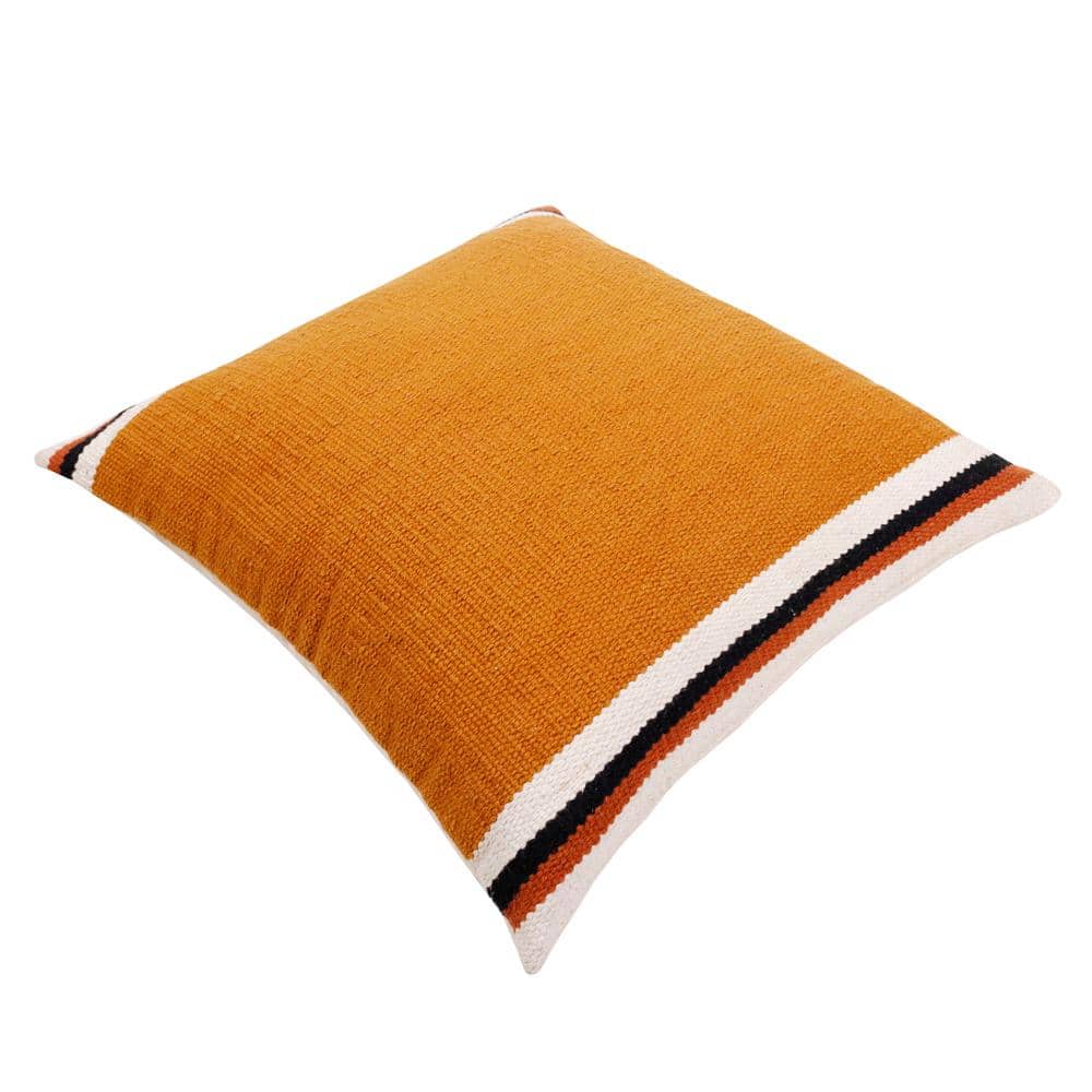 Southwestern Orange and White Cotton Geometric Throw Pillow