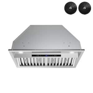 28 in. 350 CFM Amandola Convertible Insert Range Hood in Brushed Steel, Baffle Filters, Touchpad Control, LED Lights