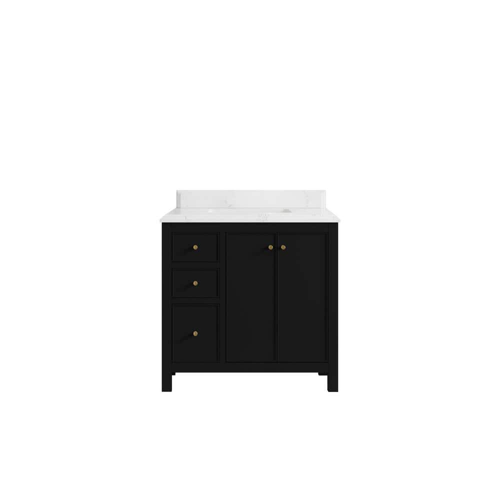 Chicago 36 in. W x 22 in. D x 36 in. H Single Sink Bath Vanity Center in Black with 1.5 in. Empira White Qt. Top price history on PriceWatchPro