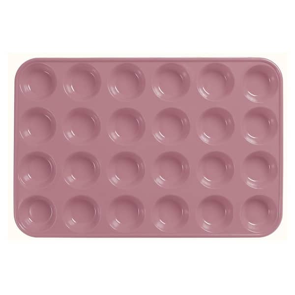 2 Pack Silicone Mini Muffin Pan Set Metal Reinforced Nonstick 24-Cup Baking Sheet for Cupcakes Cookies