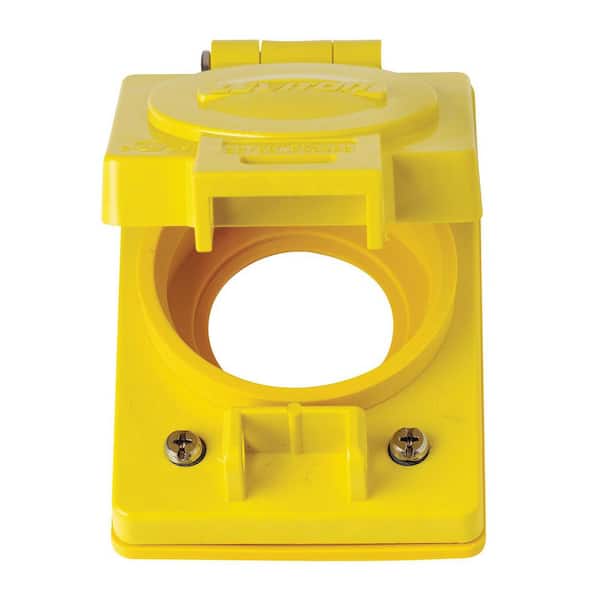 Leviton 1-Gang Wetguard Corrosion Resistant Locking Flip Lid for 30 Amp Outlet , Yellow