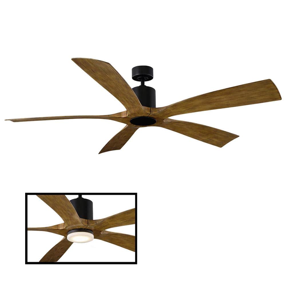 Aviator 70" Matte Black and Distressed Koa Smart Ceiling Fan