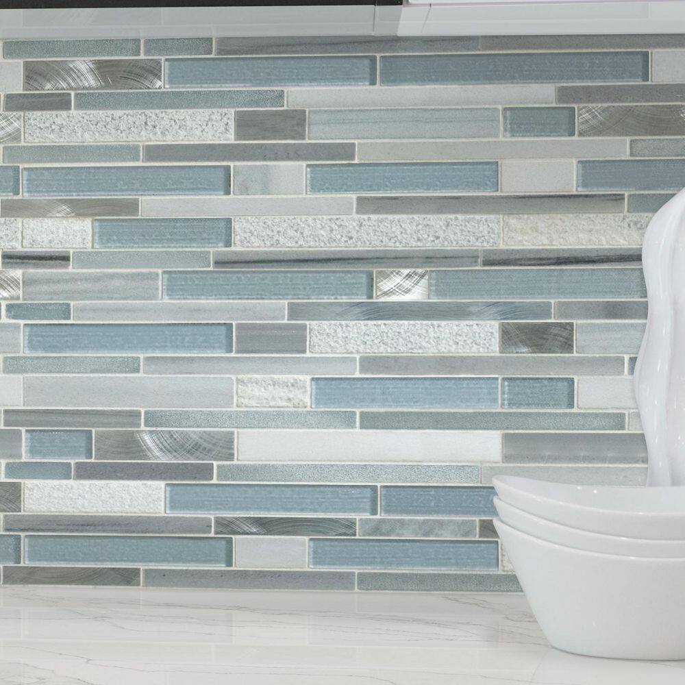 Harlow 12'' x 12'' Gray and White Glass Stone Mosaic Tile