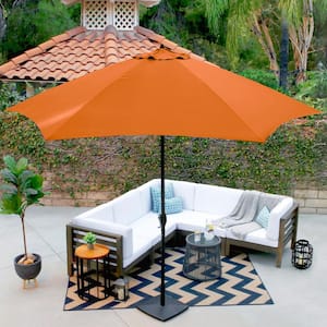 11 ft. Aluminum Market Patio Umbrella with Crank Lift and Push-Button Tilt in Polyester Tuscan