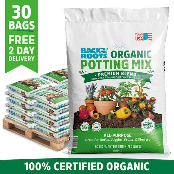 Organic Bulk Potting Mix Soil (30 1 cu. ft. Bags) Peat-Free, Blended with Organic Fertilizer