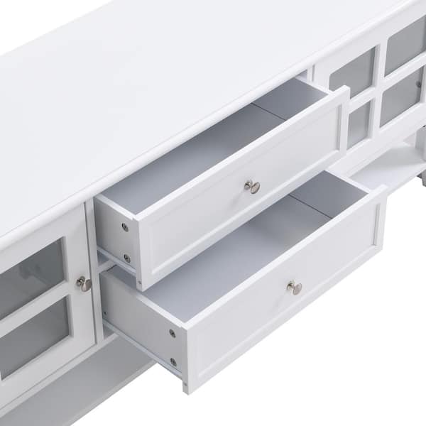White TV Stand Fits TV's up to 60 in. with Multifunctional Storage Space