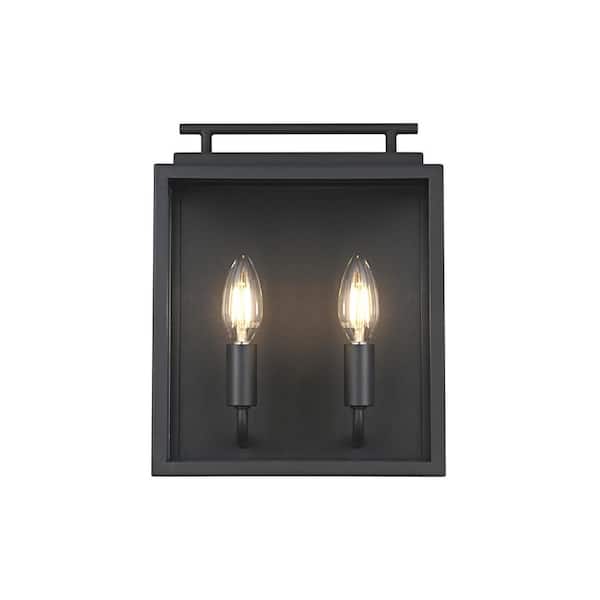 12 in. Black Outdoor Hardwired Wall Sconce with No Bulbs Included