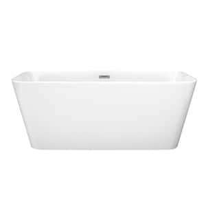 59.1 in. Resin Solid Surface Flatbottom Non-Whirlpool Bathtub in White