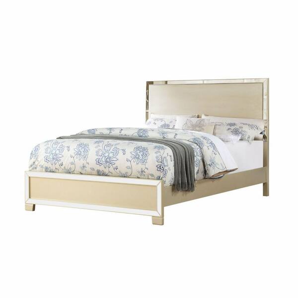 HomeRoots Amelia PU and Champagne with Storage Queen Bed