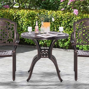 31.5 in. Round Metal Outdoor Dining Table with 2" Umbrella Hole