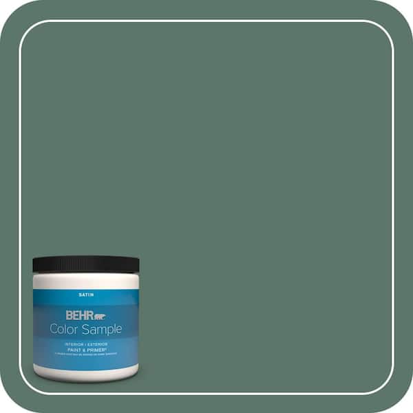 BEHR PREMIUM PLUS 8 oz. #S420-6 Pine Brook Satin Enamel Interior/Exterior Paint & Primer Color Sample