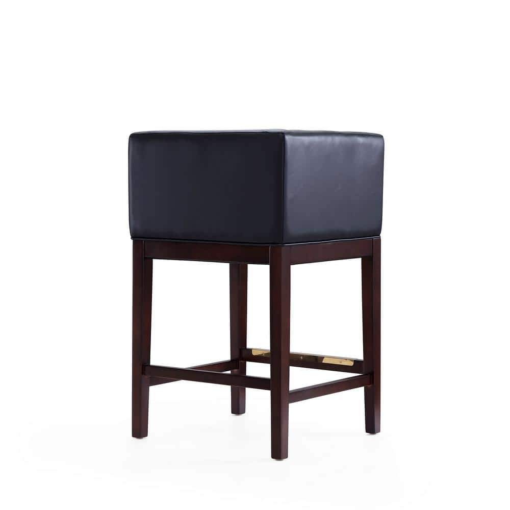 Kingsley Dark Walnut Beech Wood Leather Counter Stools, Set of 3