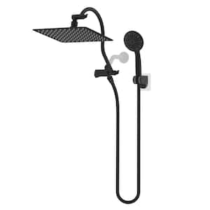 High Pressure 7-Spray 10 in. Dual Wall Mount Fixed and Handheld Shower Head 1.8 GPM in Matte Black Finish