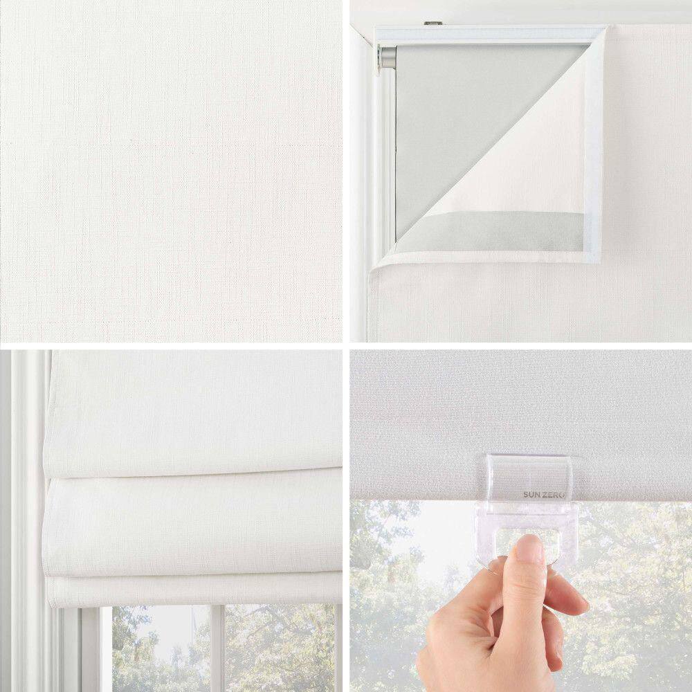 White Textured Fabric Cordless Blackout Roman Shade 39" x 64"
