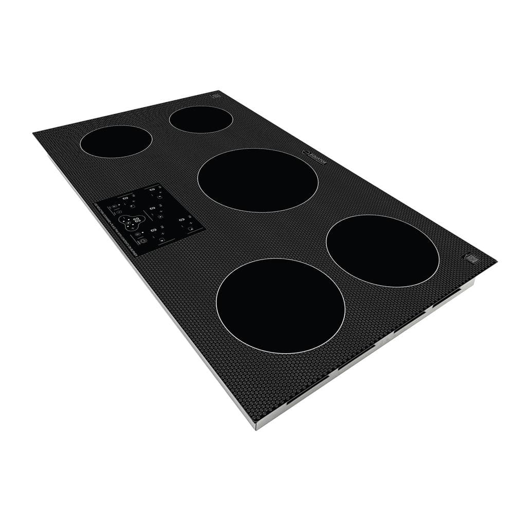 36" Black Ceramic 5-Burner Induction Cooktop with Touch Control