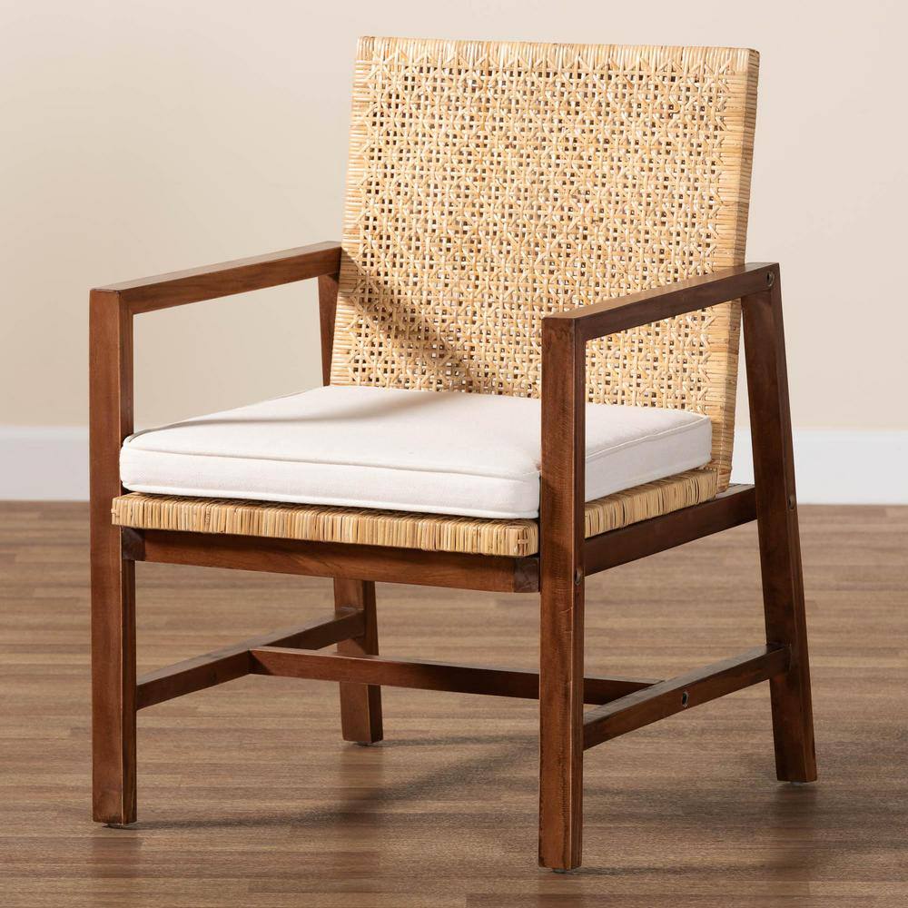 Lovina Light Honey Rattan and Acacia Wood Arm Chair