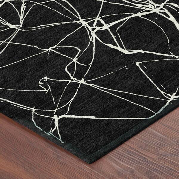 Chantille Machine Washable Indoor/Outdoor Abstract ACN2826 Black 10 ft. x 14 ft. Area Rug