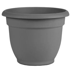 Ariana 13 in. Charcoal Grey Plastic Self-Watering Planter