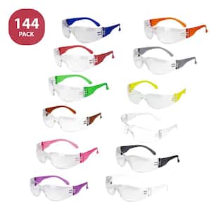 Safety Glasses, Clear Polycarbonate Lens - Color Temple, Variety Pack, Box of 12 (Case of 12 Boxes)