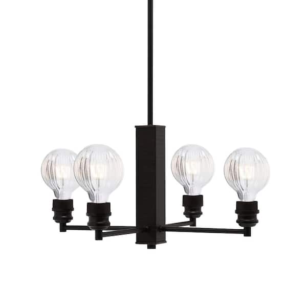 Unbranded Albany 21 in. 4-Light Espresso Chandelier with 4-Watt LED Bulbs Shades