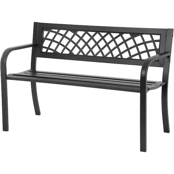 Unbranded 46 in. 2-Person Black Metal Outdoor Bench