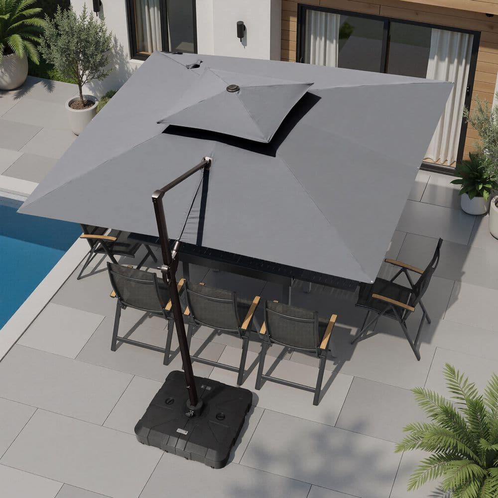 cantilever patio umbrella on wheels Offset Base with Ideal for large offset umbrellas in exposed areas like coastal homes or windy hilltops BLUU BANQUET 12ft Aluminum Patio