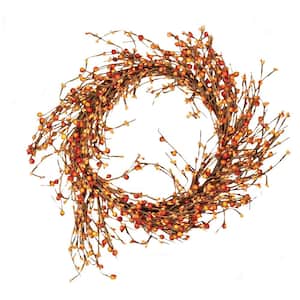 16 in. Artificial Mixed Berry Wreath in Orange