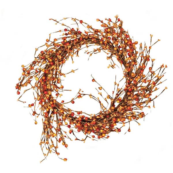 Unbranded 16 in. Artificial Mixed Berry Wreath in Orange
