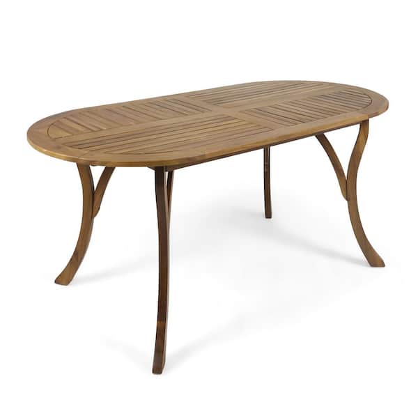 Zeus & Ruta 70 in. Oval Acacia Wood Outdoor Dining Table in Teak for Garden, Backyard, Balcony and Poolside