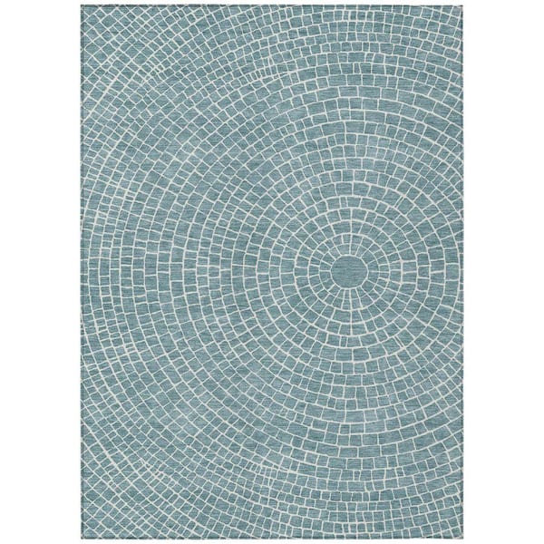 Chantille Machine Washable Indoor/Outdoor Abstract ACN2455 Teal 3 ft. x 5 ft. Area Rug