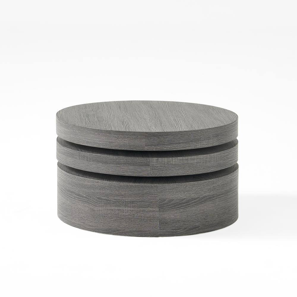 Modern Farmhouse Black Oak Oval Coffee Table with Pedestal Base