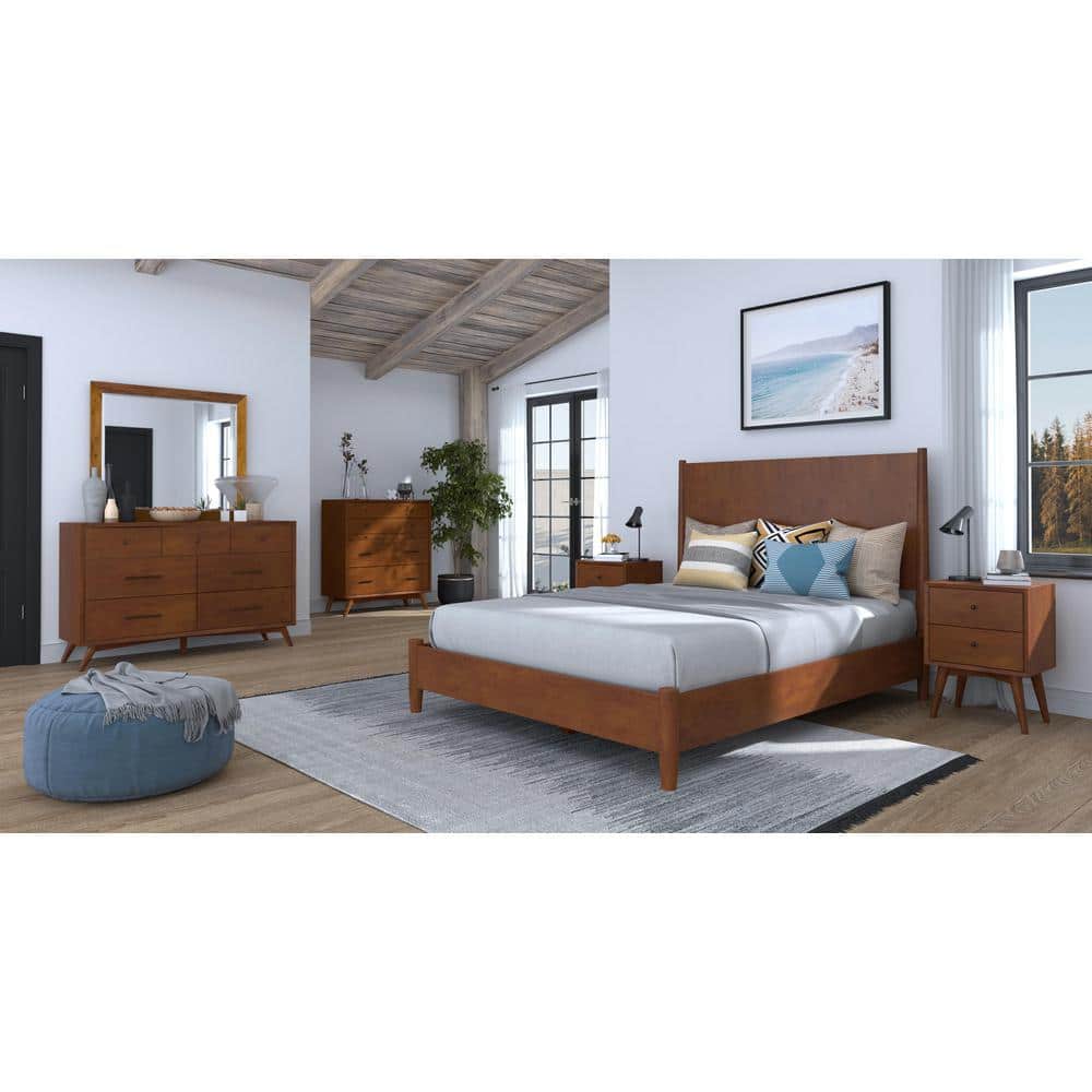 Flynn Brown Wood Frame California King Upholstered Bed