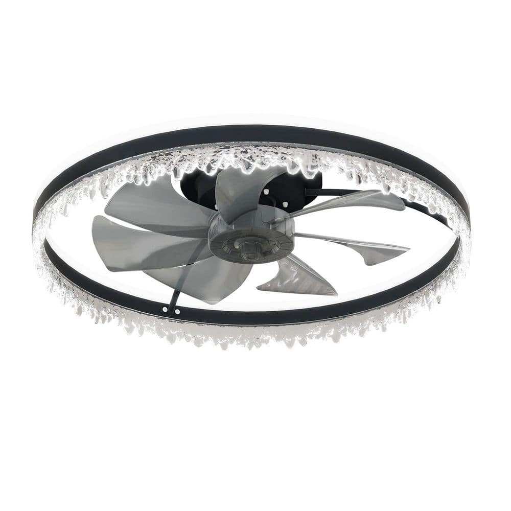 24 in. W Black Ceiling Fan with Remote Control and Light-LED Crystal Flush Mount Fan Lamp (A) price history on PriceWatchPro