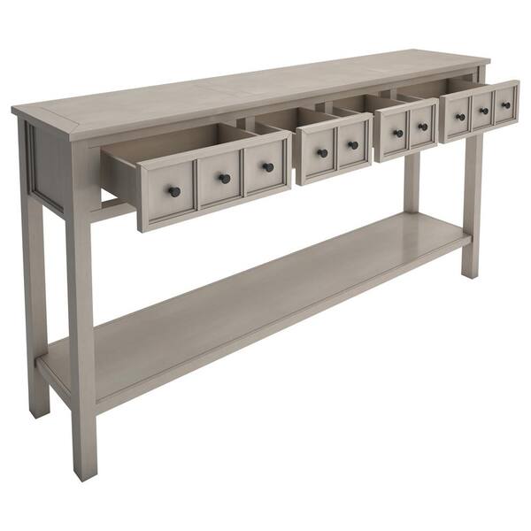 Qualfurn 60 In Gray Rectangle Wood Console Table With 2 Diffe Size Drawers Ctm281290e Gray Rectangle Wood Console Table, 60 Console Table Gray