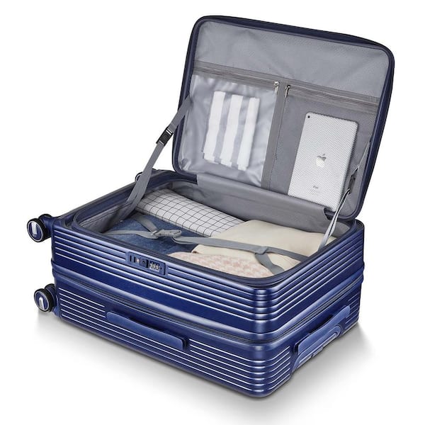 3-Piece Hardside Luggage Set in Navy Blue, Expandable Carry 3-Piece Hardside Luggage Set in Navy Blue, Expandable Carry
