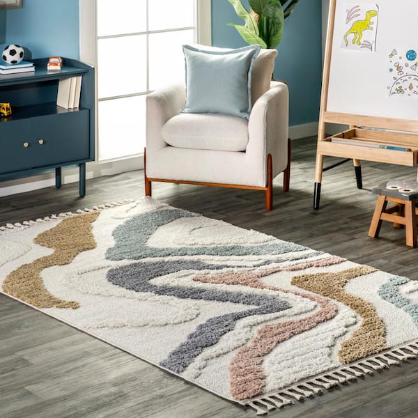 Abstract Beige 5 ft. x 8 ft. Abstract Area Rug