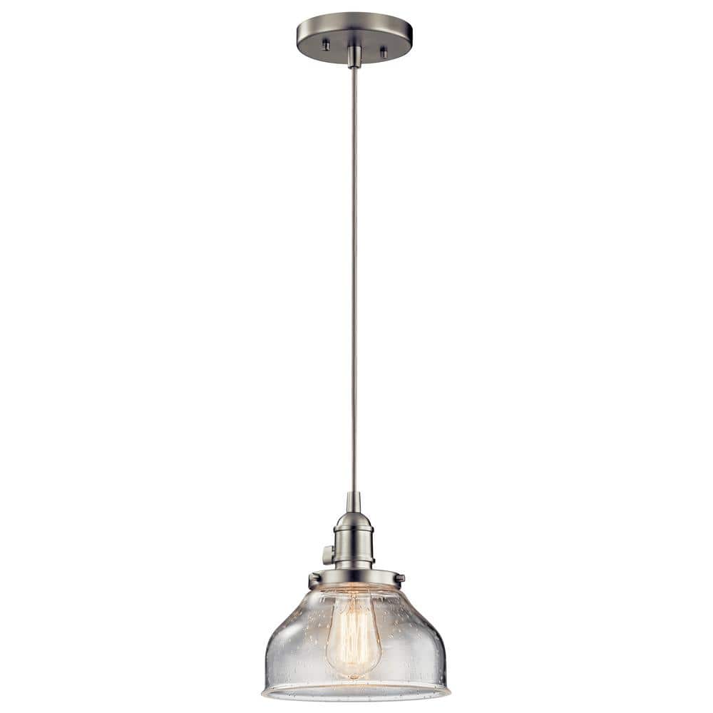 Avery 8.5" Brushed Nickel Mini Pendant with Clear Glass