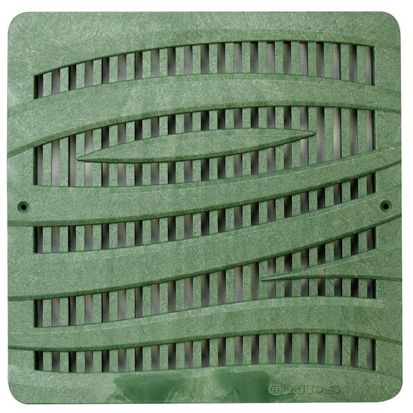 NDS 12 in. Plastic Wave Design Square Grate in Green