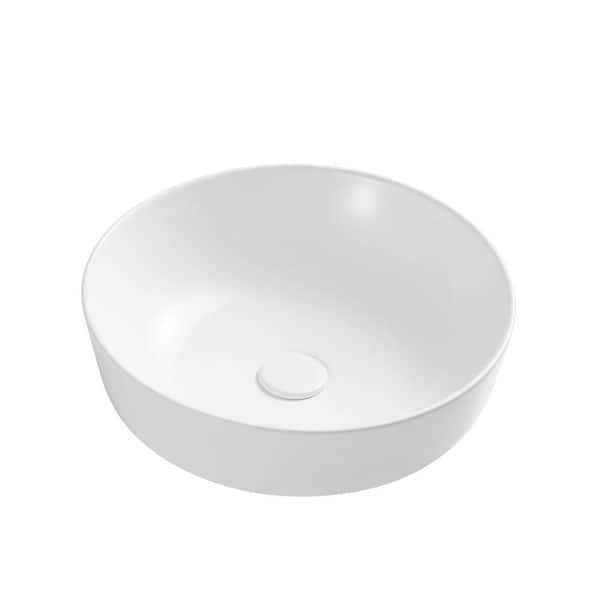 Eridanus 16 in. Vessel Sink Round Cloakroom Bathroom in White Ceramic Basin
