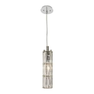 1-Light Chrome Crystal Mini-Pendant with 3-Tier Cylinder