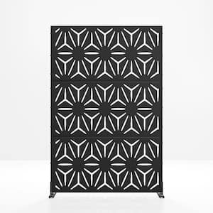 72 in. x 47 in. Outdoor Metal Privacy Screen Garden Fence in Stars Pattern in Black